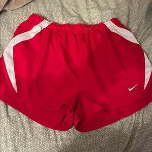 Nike Women's Red and White Athletic Shorts